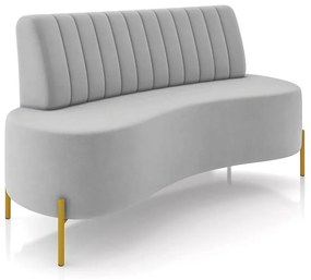 Sofá 2 Lugares Living 160cm Pé Ferro Dourado Maraú Veludo Cinza K01 - D'Rossi