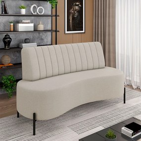 Sofá Living Decorativo 2 Lugares 1,35M Katara Pés de Ferro Linho Rústico Off White G33 - Gran Belo