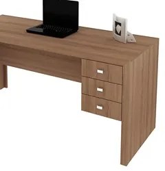 Mesa com 03 Gavetas para Home Office ME4113 Amendoa - Tecno Mobili