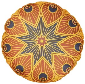Almofada Redonda Ravi Cheia Mandala em Tons Mostarda 40x40cm - Mostarda