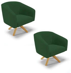 Poltrona Decorativa Giratória MA30 Kit 2 Stella Veludo Verde D03 - D'Rossi