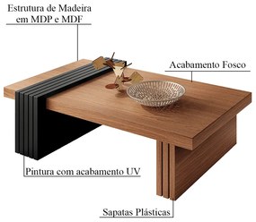 Mesa de Centro para Sala de Estar Riad Nature/Preto G26 - Gran Belo