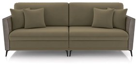 Sofá Living Decorativo Zagreb 3 Lugares 242cm com Almofadas Pés de Ferro Veludo/PU Castor/Cinza G33 - Gran Belo