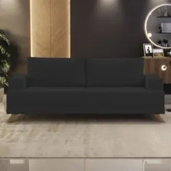 Sofá 2 Lugares 160cm Living Pés Curvos Santi D05 Suede Preto - Mpozena