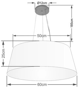 Lustre Pendente Cone Md-4062 Cúpula em Tecido 25/60x50cm Rustico Bege - Bivolt