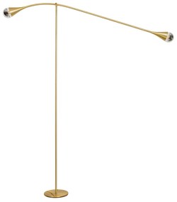 Luminária De Chão Jazz Articulável Base Piso 34X178X150Cm 2Xe27 - Usin... (DR-V - Dourado Escovado Verniz)