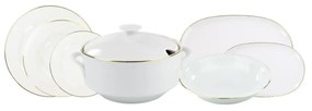 Aparelho De Jantar Porcelana Schmidt 41 Peças - Dec. Filetado Ouro Itamaraty 0010