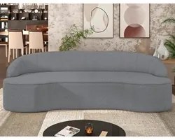 Sofá 3 Lugares para Sala de Estar Living 210cm Theo D06 Bouclê Cinza -