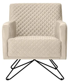 Poltrona Decorativa Nagoya Base Orby Veludo Bege G15 - Gran Belo