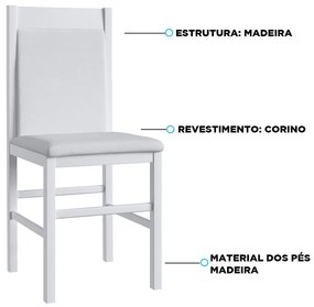 Conjunto 2 Cadeiras Madeira E Tecido Corino 600 - Branco