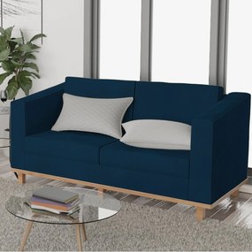 Sofá 2 Lugares Europa Suede Azul Marinho ADJ Decor