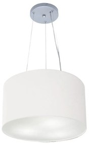 Lustre Pendente Cilíndrico Md-4037 Cúpula em Tecido 40x21cm Branco - Bivolt