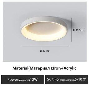 Plafons para quarto nordic minimalista moderno italiano redondo lâmpadas led sala de estar iluminação quarto criativo lâmpada do teto - A - Branco frio | Dia 30cm