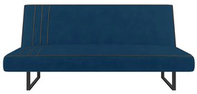 Sofá Cama Austrália 194 cm Encosto Reclinável Veludo Azul Marinho Pés de Ferro Preto - D'Rossi