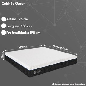 Colchão na Caixa Embalado a Vácuo Musk Queen Ortopédico 158X198 Espuma D28 Branco/Chumbo G90 - Gran Belo