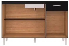 Balcão Gabinete de Pia para Cozinha 120cm 3 Portas Classic Z46 Preto -