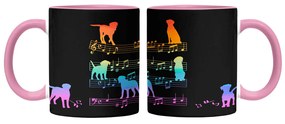 Kit Copo Viagem e Caneca Cachorro Musical Arco Iris Dog Lover Rosa