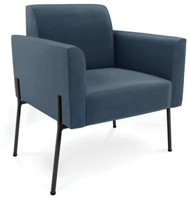 Poltrona Pé de Ferro Preto para Sala Marisa Suede D03 - D'Rossi - Azul Marinho