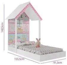 Mini Cama Infantil Montessoriana Dollhouse P13 Branco/Rosa - Mpozenato