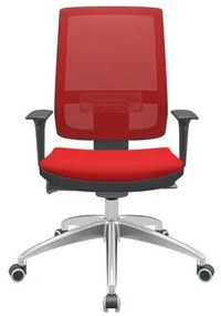 Cadeira Office Brizza Tela Vermelha Assento Aero Vermelho Autocompensador Base Aluminio 120cm - 63761 Sun House