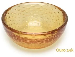 Bowl Tela Âmbar com Ouro Murano Cristais Cadoro