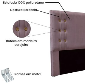 Cabeceira Cama Box Queen 160cm e Recamier Gênova Veludo S04 - D'Rossi - Uva