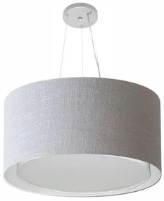 Lustre Pendente Cilíndrico Duplo Vivare Md-4301 Cúpula em Tecido 55x30cm - Bivolt