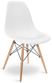 Kit Mesa Para Computador Escrivaninha Porto Natural 90 cm e Cadeira Eiffel Charles Eames Branco - D'Rossi