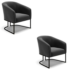 Poltrona Decorativa Industrial Preto Kit 2 Stella Suede Preto D03 - D'Rossi