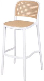 Banqueta Amis Palha Sextavada com Estrutura Polipropileno Branco 104 cm - 74410 Sun House