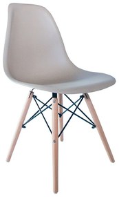 Kit 04 Cadeiras para Sala de Jantar Eiffel Eames Nude Base Madeira - D'Rossi