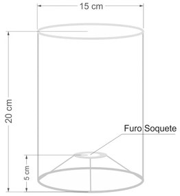 Cúpula abajur e luminária cilíndrica vivare cp-8003 Ø15x20cm - bocal europeu - Rustico-Bege
