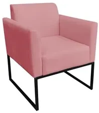 Poltrona Decorativa Base Industrial Preto Maressa S17 Suede Rosê - Ibi