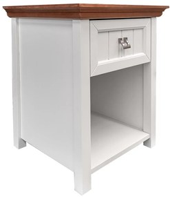 Mesa de Cabeceira Unique - Base Cor Branco com Tampo Freijó Clássico Kleiner