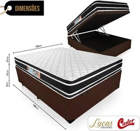 Cama Box Baú Viúva + Colchão De Espuma D33 - Castor - Black White Double Face 128x188x69cm Marrom