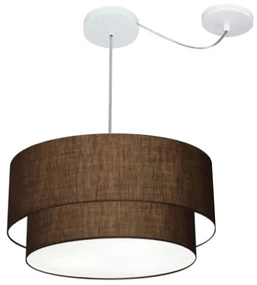 Lustre Pendente Cilíndrico Com Desvio Café MJ-4360 Para Mesa de Jantar e Estar