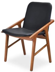 Cadeira Julia com Braço Facto Preto com Estrutura em Madeira Castanho Claro - 74223 Sun House