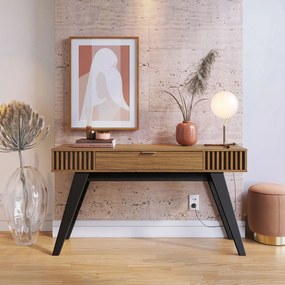 Aparador de Sala Pé em Madeira Maciça 136cm Laisa Noce Milano C04 - D'Rossi