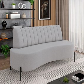 Sofá Living Decorativo 2 Lugares 1,60M Katara Pés de Ferro Linho Rústico Cinza G33 - Gran Belo