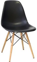 Cadeira Eiffel Charles Eames Preta F01 com Base de Madeira DSW - Mpoze