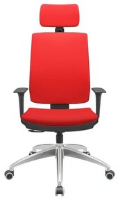 Cadeira Office Brizza Soft Aero Vermelho RelaxPlax Com Encosto Cabeca Base Aluminio 126cm - 63505 Sun House