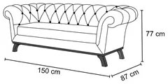 Sofá para Sala de Estar 150cm 1 Lugar Base Madeira Império C-26 Corano