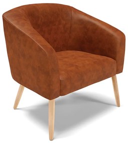 Poltrona Decorativa Pé Palito Natural Stella Sintético PU Nozes D03 - D'Rossi