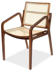 Cadeira Raquel com Braço Tela Natural com Estrutura Madeira Sombreada - 74246 Sun House