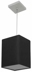 Kit/2 Pendente Md-4007 Cúpula em Tecido Quadrado 25/16x16cm Preto - Bivolt