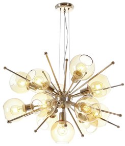 Pendente Com Globinho Aberto Ø92X41Cm 13 X E27 Metal E Globo Sputinik... (DOURADO BRILHO, CLEAR)