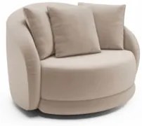Poltrona Decorativa Giratória para Sala 122cm Kaly Z32 Veludo Bege - M