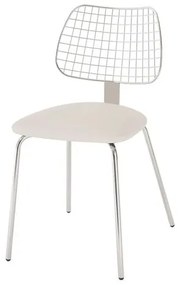 Cadeira Steel Chair Assento Dunas Branco com Pes Cromados - 46692 Sun House