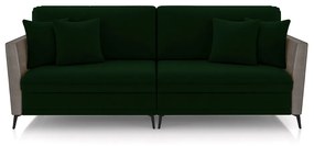 Sofá Living Decorativo Zagreb 2 Lugares 222cm com Almofadas Pés de Ferro Veludo/PU Verde/Cinza G33 - Gran Belo