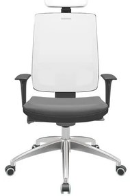 Cadeira Office Brizza Tela Branca Com Encosto Assento Facto Dunas Cinza Autocompensador 126cm - 63258 Sun House